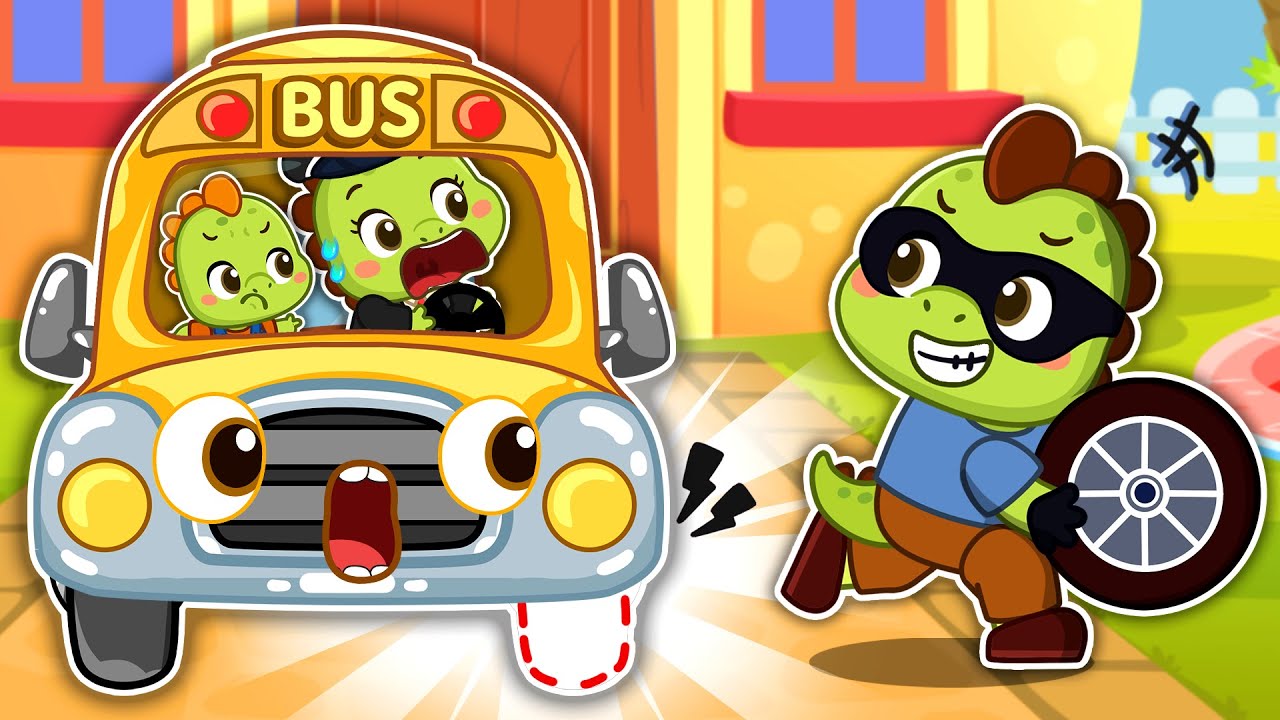 School Bus Lost Wheel Song | Wheels on the Bus | DinoLala Nursery Rhymes
