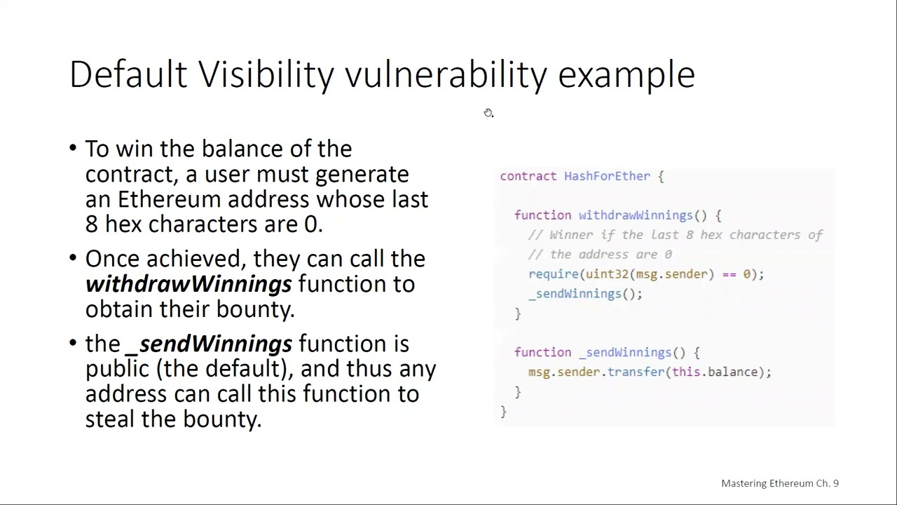Solidity Default Visibilities Vulnerability