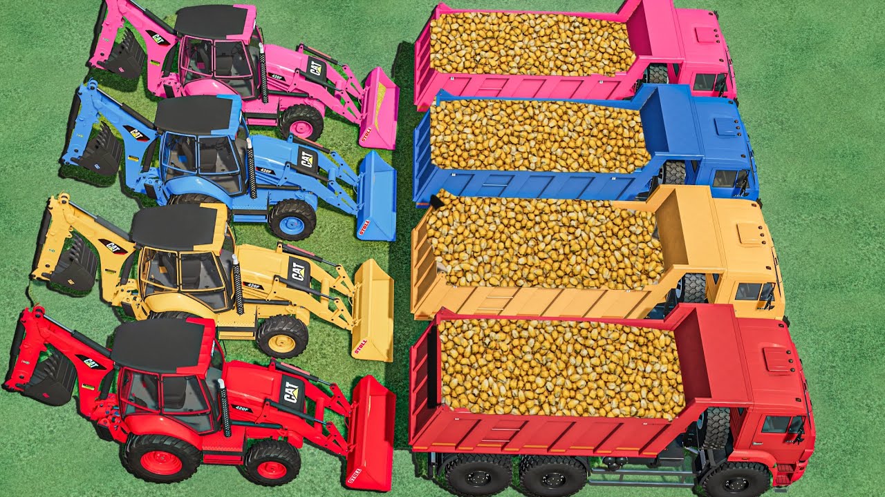 Load Work With CAT BACKHOE LOADERS - Truck Of Colors | Farming Simulator 22