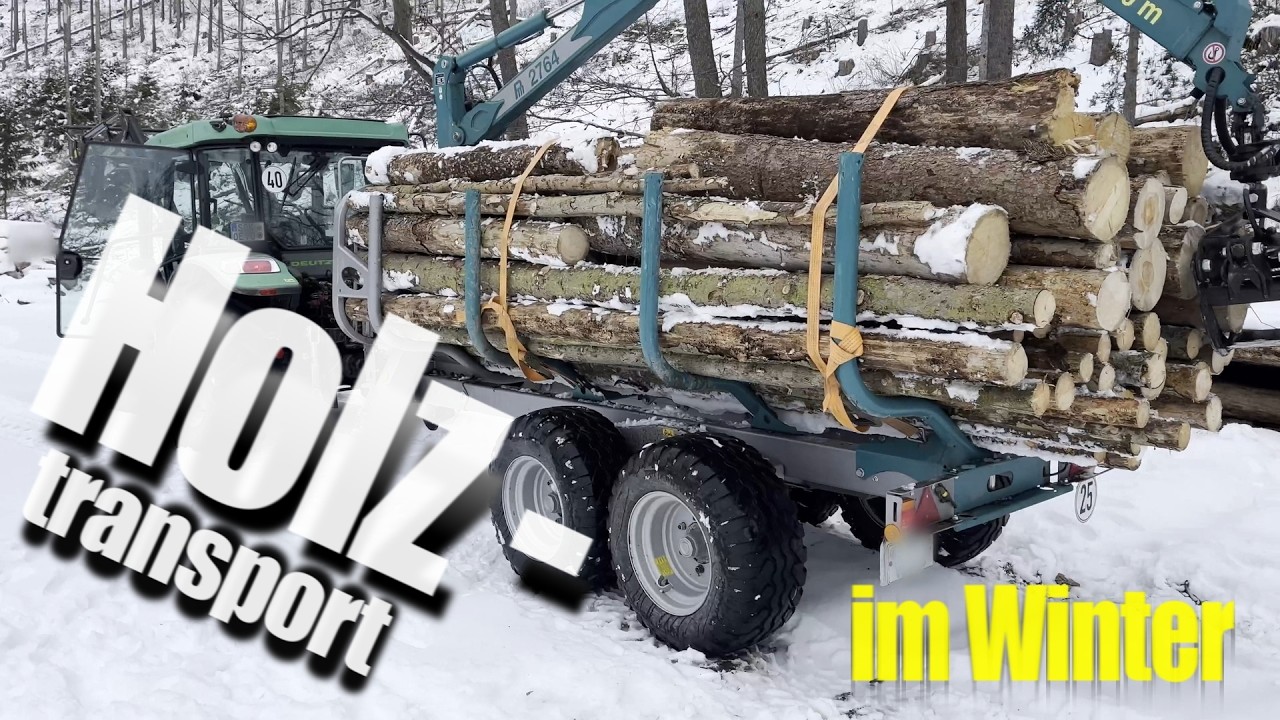 Holztransport mit Rückewagen im tiefsten Winter bei Schnee❄️🌲