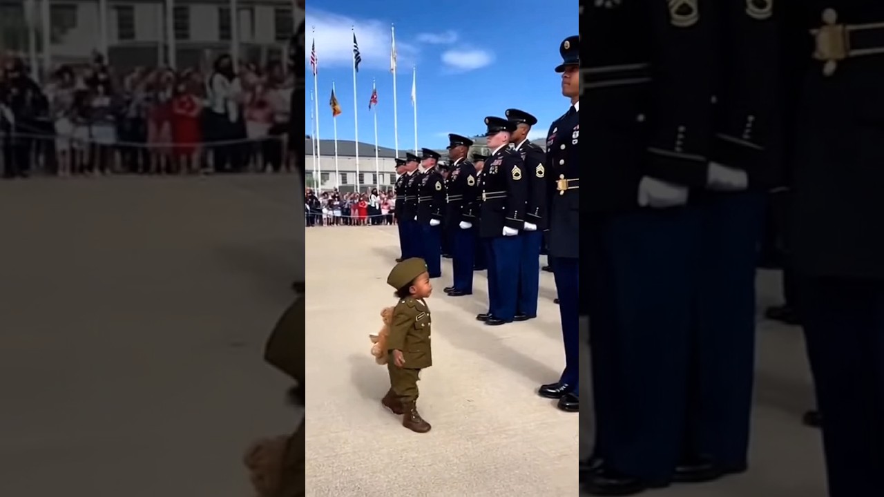 Tiny Toddler Commands the Parade: Adorable Military Homecoming Surprise in