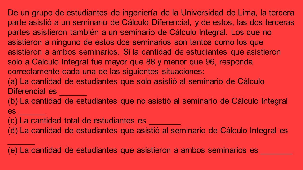 ARITMÉTICA | Problema sobre el diagrama de Venn y dos seminarios