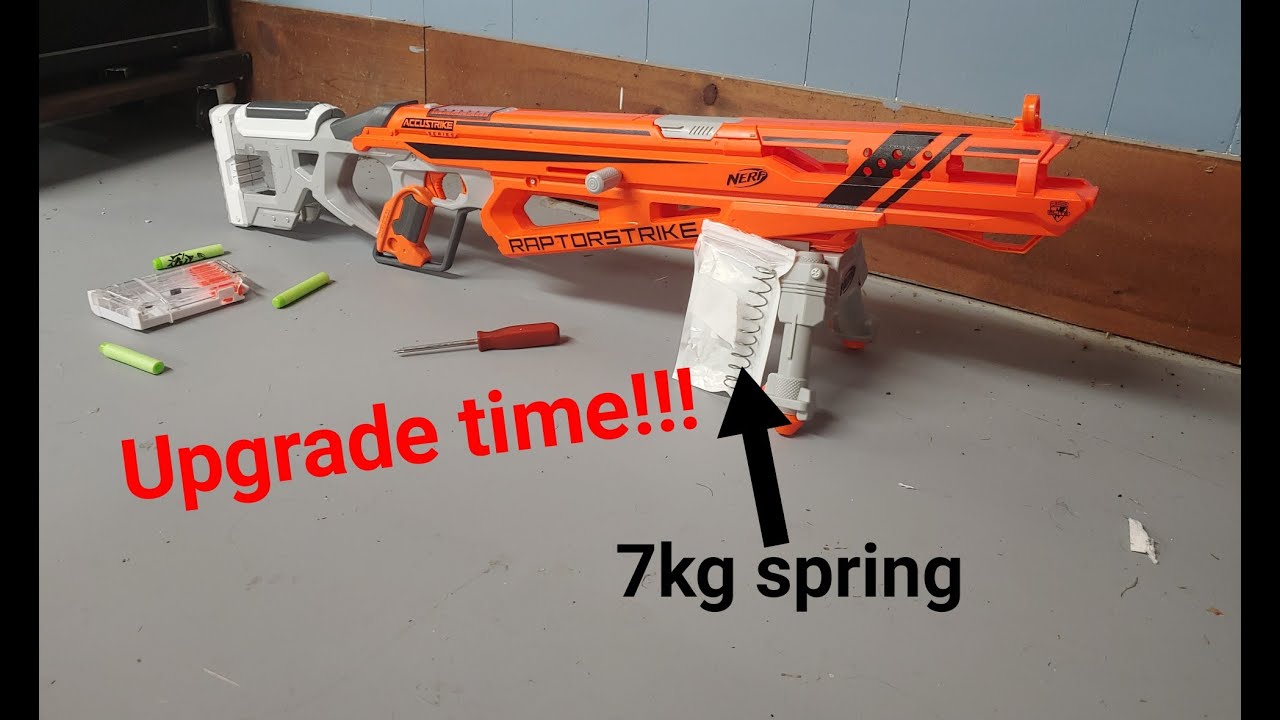 Обзор и инструкция по модернизации/замене пружины для бластера Nerf Raptorstrike 7 кг.