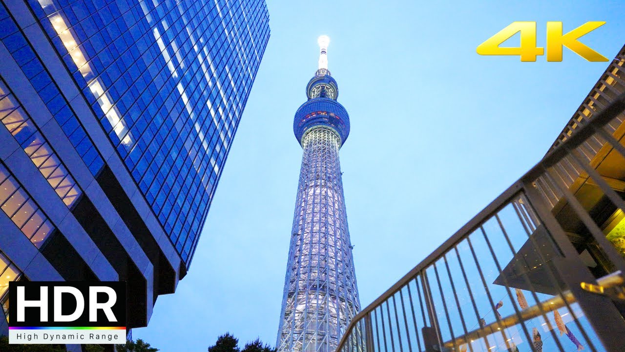 【4K HDR】Tokyo Evening Walk - Tokyo Skytree, Asakusa