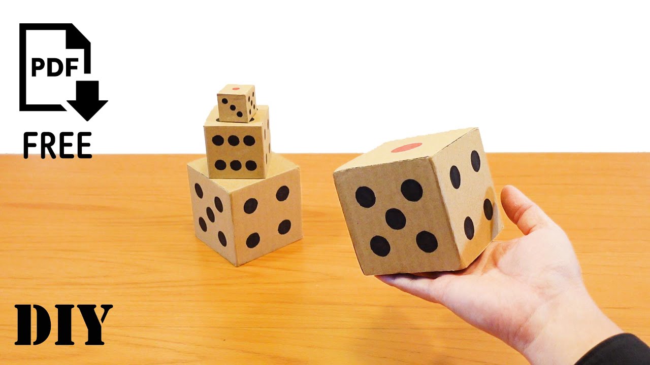 かんたん、ダンボールでサイコロの作り方 How to make a Cardboard Dice
