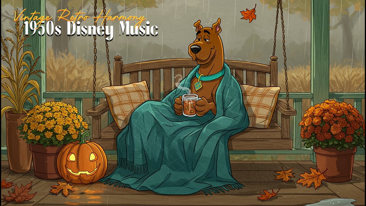 🎃 Scooby-Doo Spooky Rainy Night | Gentle 1950s Oldies in Another Room for Peaceful Halloween Calm 🌧️