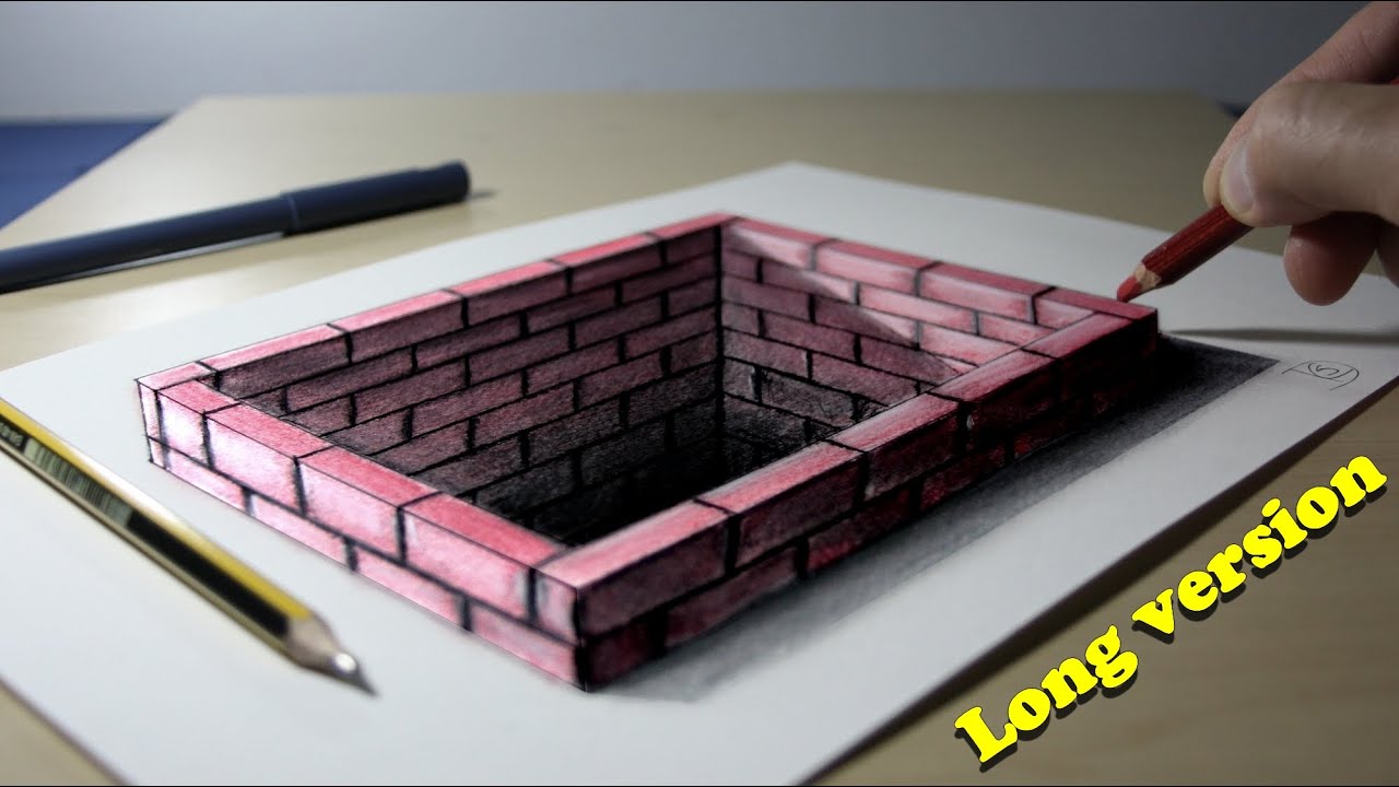 Кирпич отверстие - 3d - оптическая иллюзия
