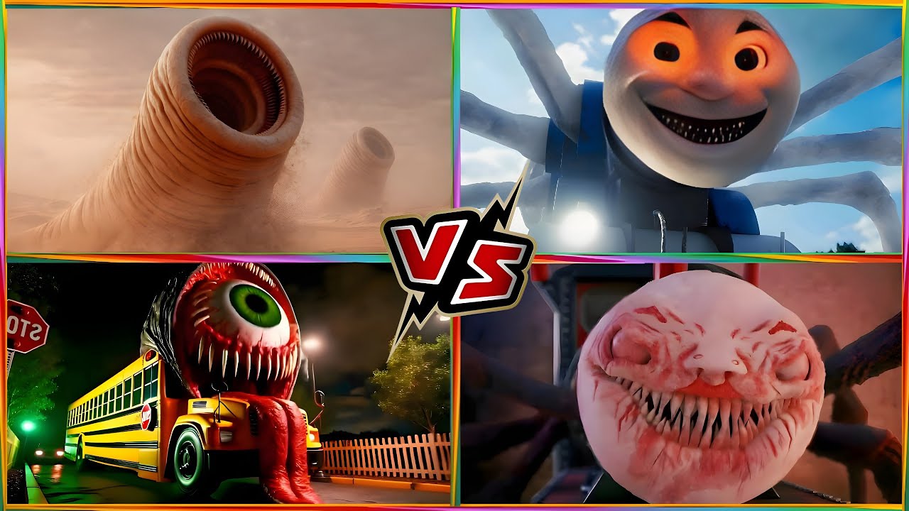 Erosion Worm vs Cursed Thomas vs School Bus vs Cho Cho Charles | Tiles Hop 4K EXE | Tiles Hop!