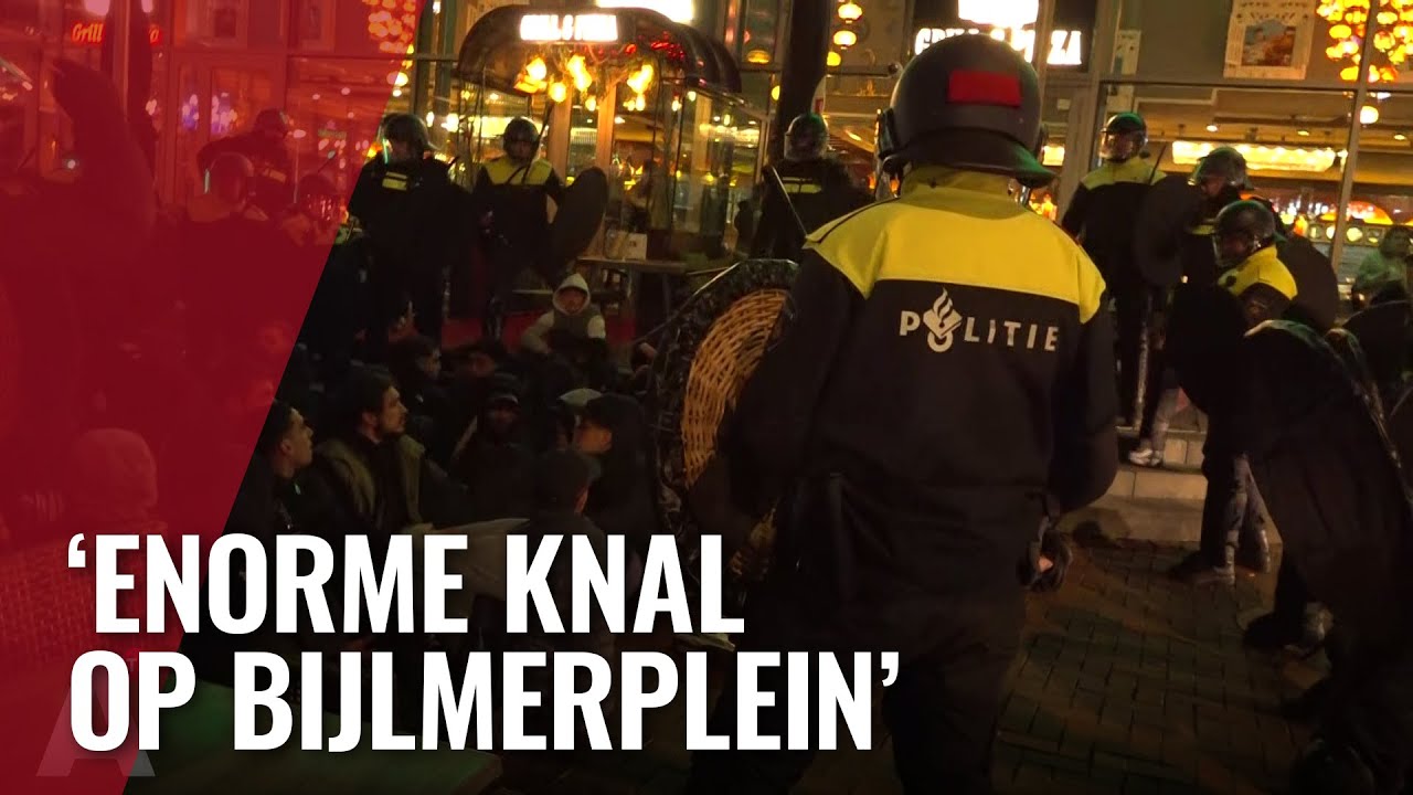 Beelden: Zwaar vuurwerk bij Arena Amsterdam, ME komt in actie