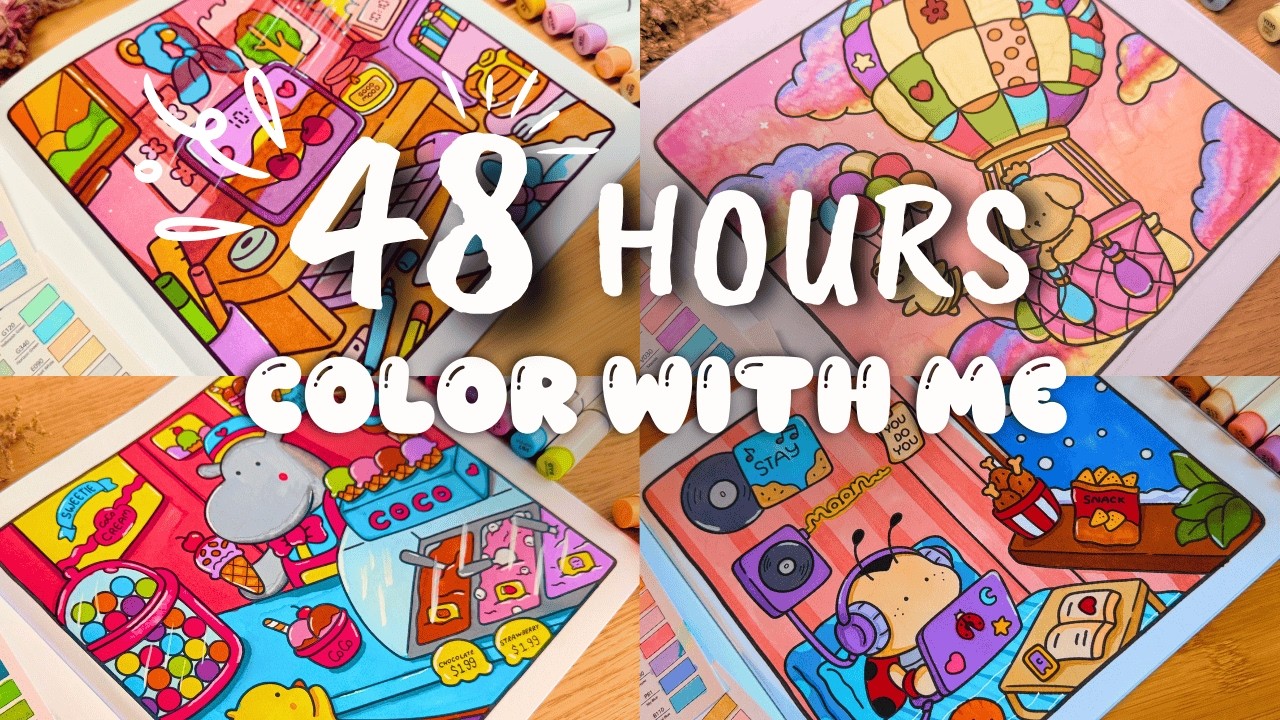 the world’s longest color with me video 🎨 48 hours of cozy coloring | coco wyo cozy friends & cuties