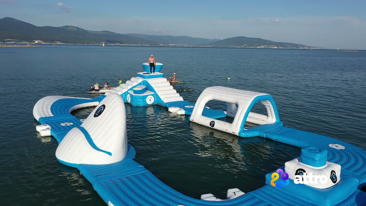 Надувной аквапарк на воде - обзор модулей. Надувной аквапарк ATTRO