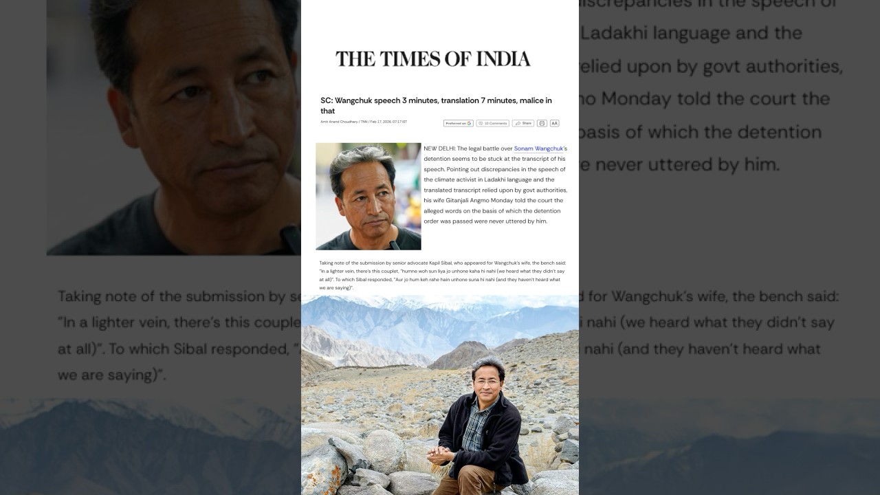 Sonam Wangchuk Detention Case Explained | Supreme Court Questions NSA Use & Transcript Manipulation