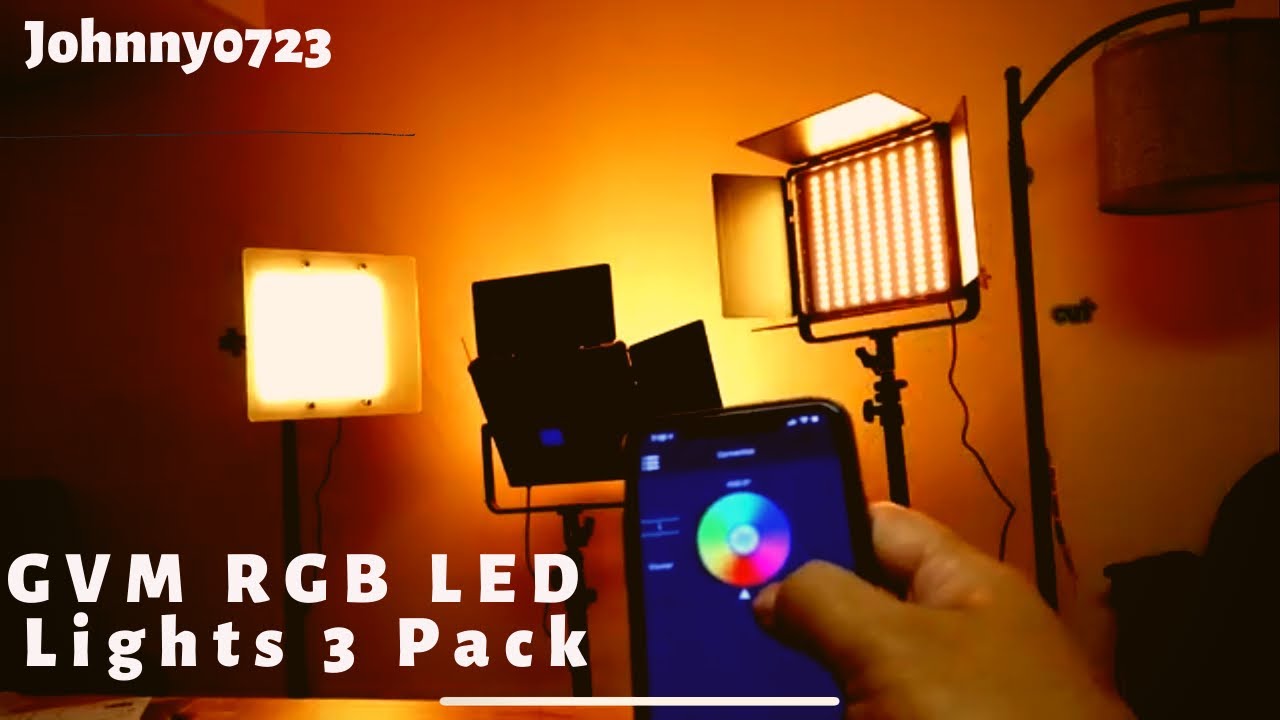 GVM Studio Lights 3 Pack - RGB LED light panels with barn doors and diffusers, Unboxing and Overview