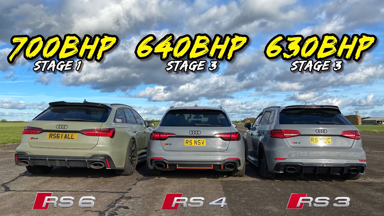 СОПЕРНИКИ QUATTRO.. 630 л.с. RS3 против 640 л.с. RS4 против 700 л.с. RS6