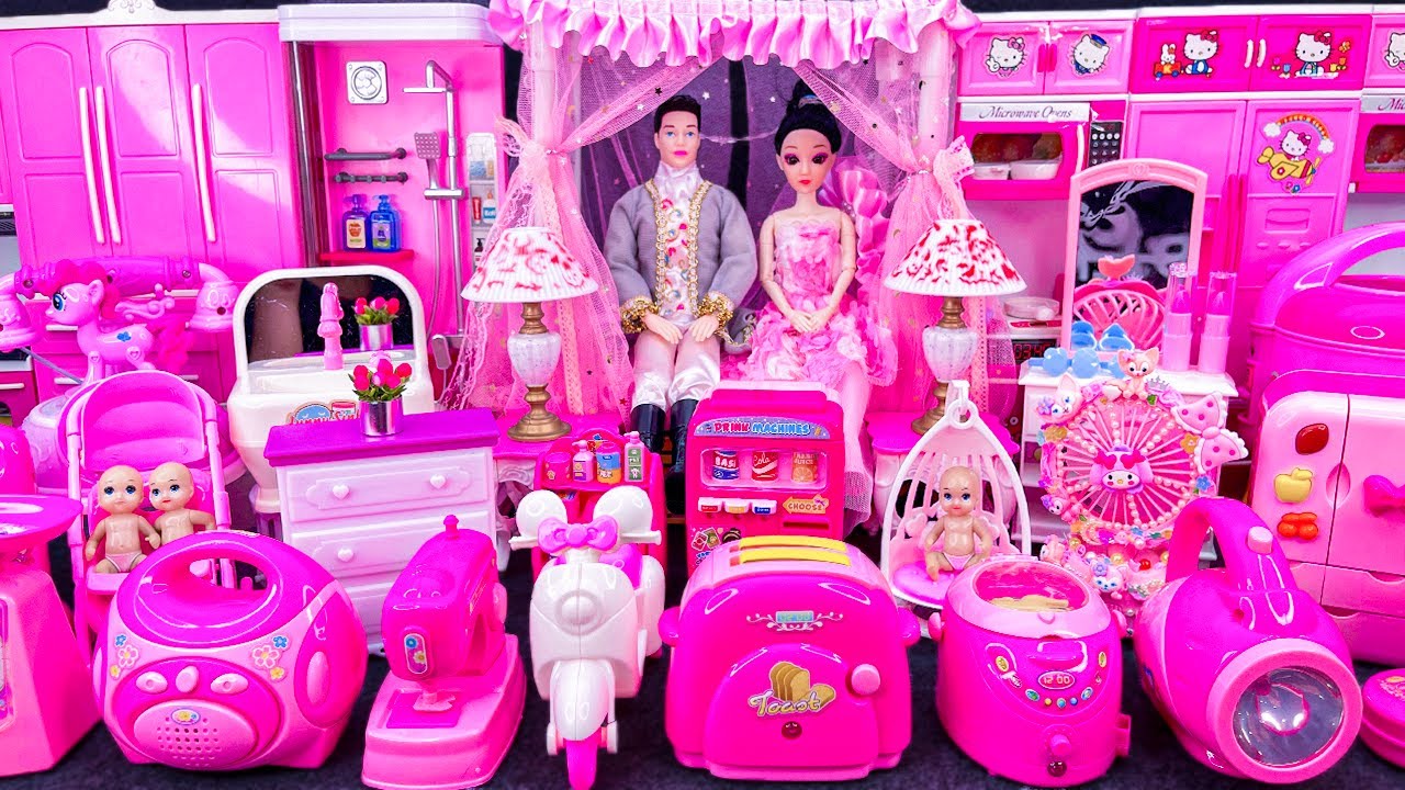 13 Minutes Satisfying with Unboxing Princess Pink House Playset Review Toys | Barbie Doll Videos