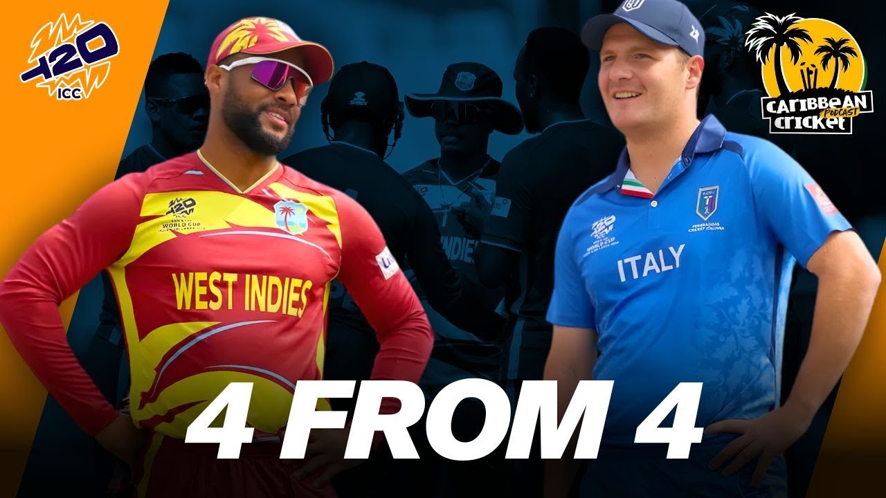 West Indies win 4 from 4 - Italy taken there in 42 run defeat