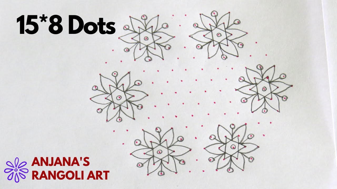 Star kolam with 15*8 dots | creative rangoli designs | star muggulu | pulli kolam | chukkala muggulu