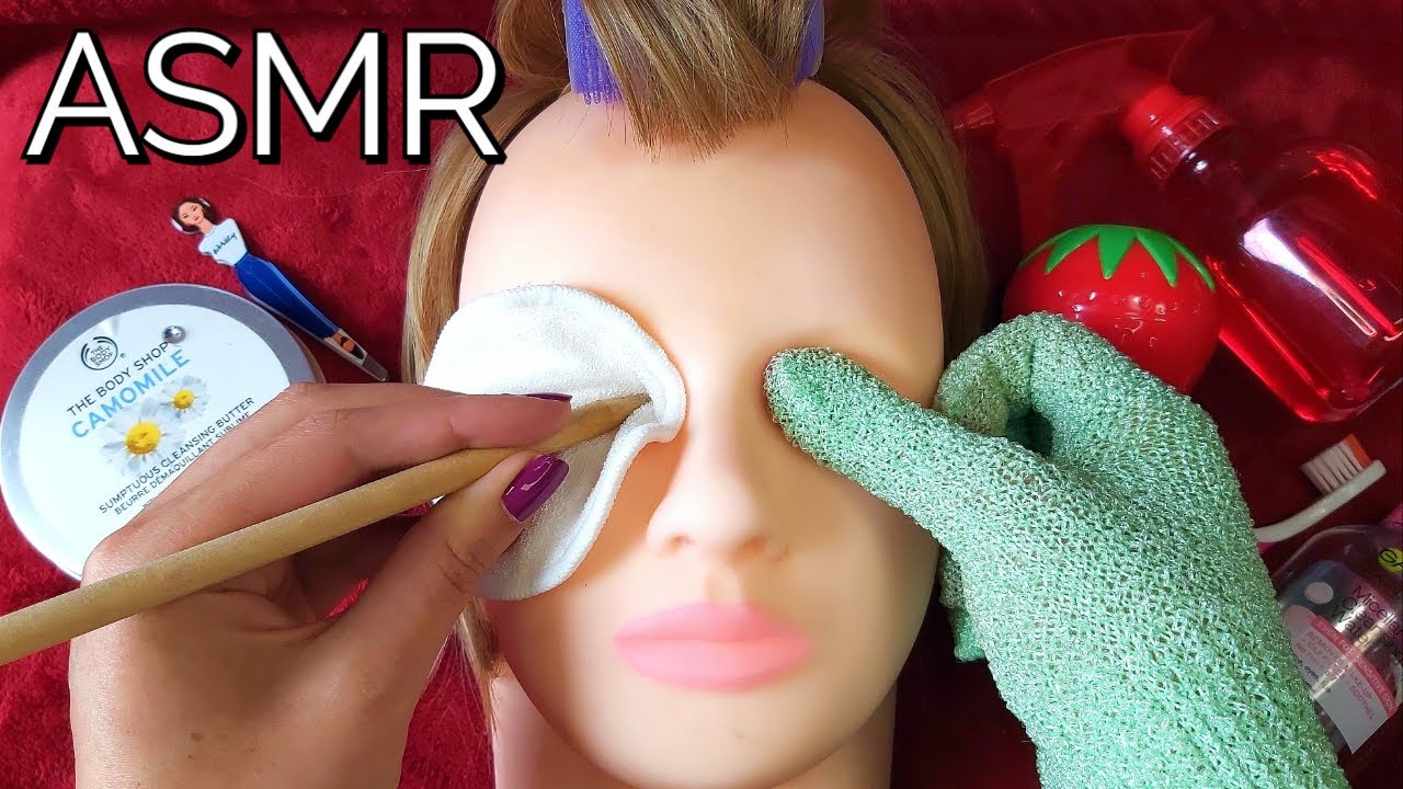 ASMR • Fast & Aggressive Makeup Removal/Skincare on Mannequin Head • No Talking