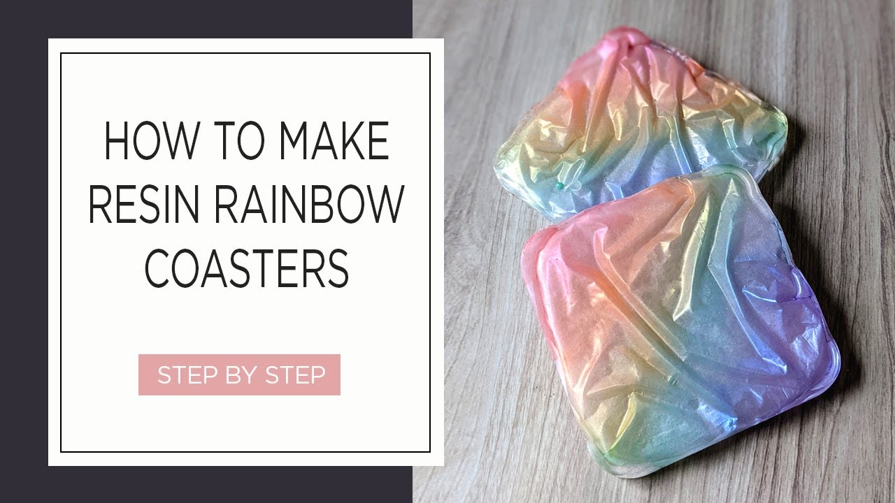 How to make resin crinkle rainbow coasters | Saran wrap technique