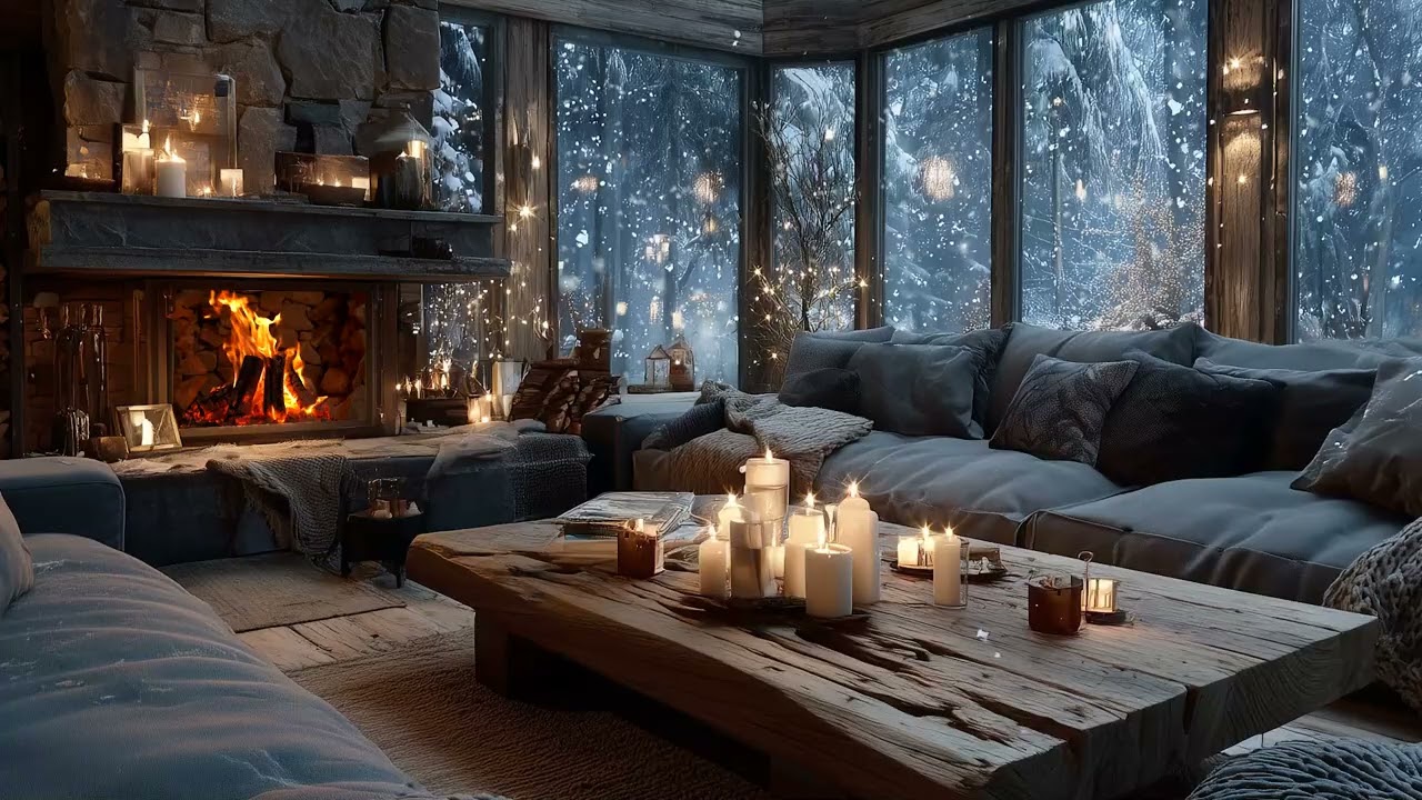 Calm Midnight Atmosphere with Gentle Wind and a Fireplace Keeping You Company