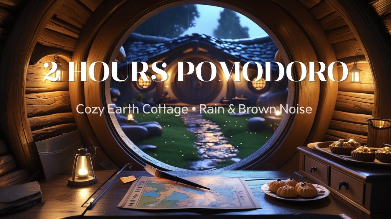 Cozy Hobbit Cottage 🛖 2 Hours Pomodoro Timer (25/5) Shire Ambience