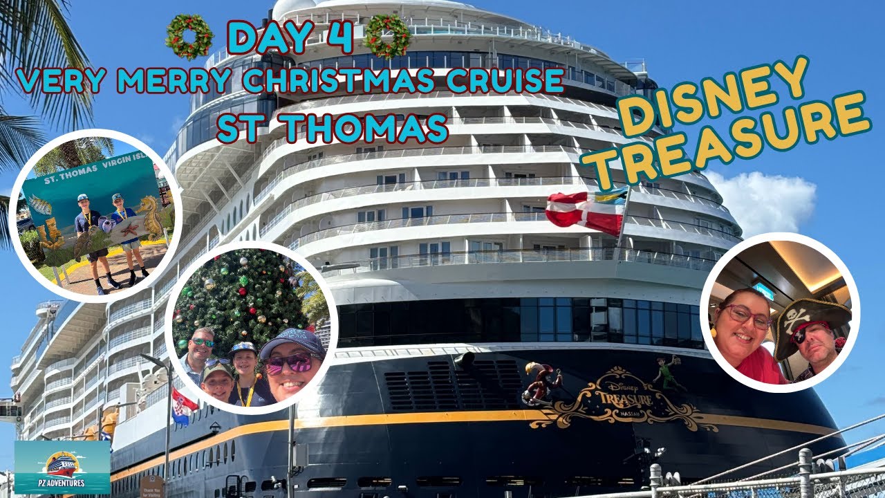 Disney Treasure Very Merry Christmas Cruise | Day 4 | St Thomas | Pirate Night