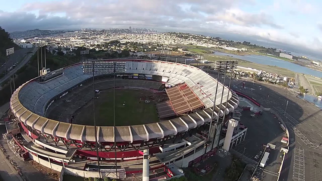Drone captures Candlestick Park's dying moments as its demolition begins - Part 1