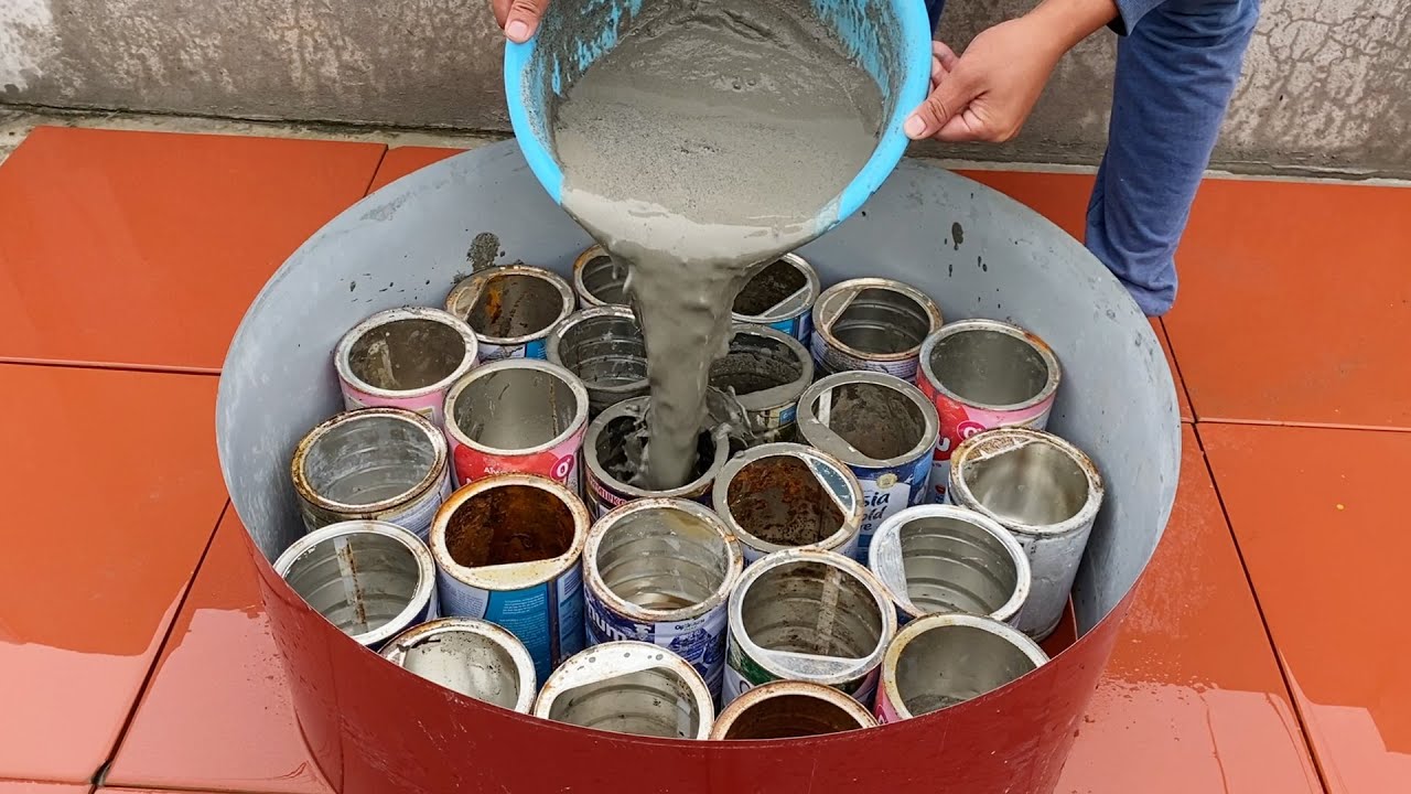 surprising outdoor craft furniture project / Creative craft ideas from cans and cement