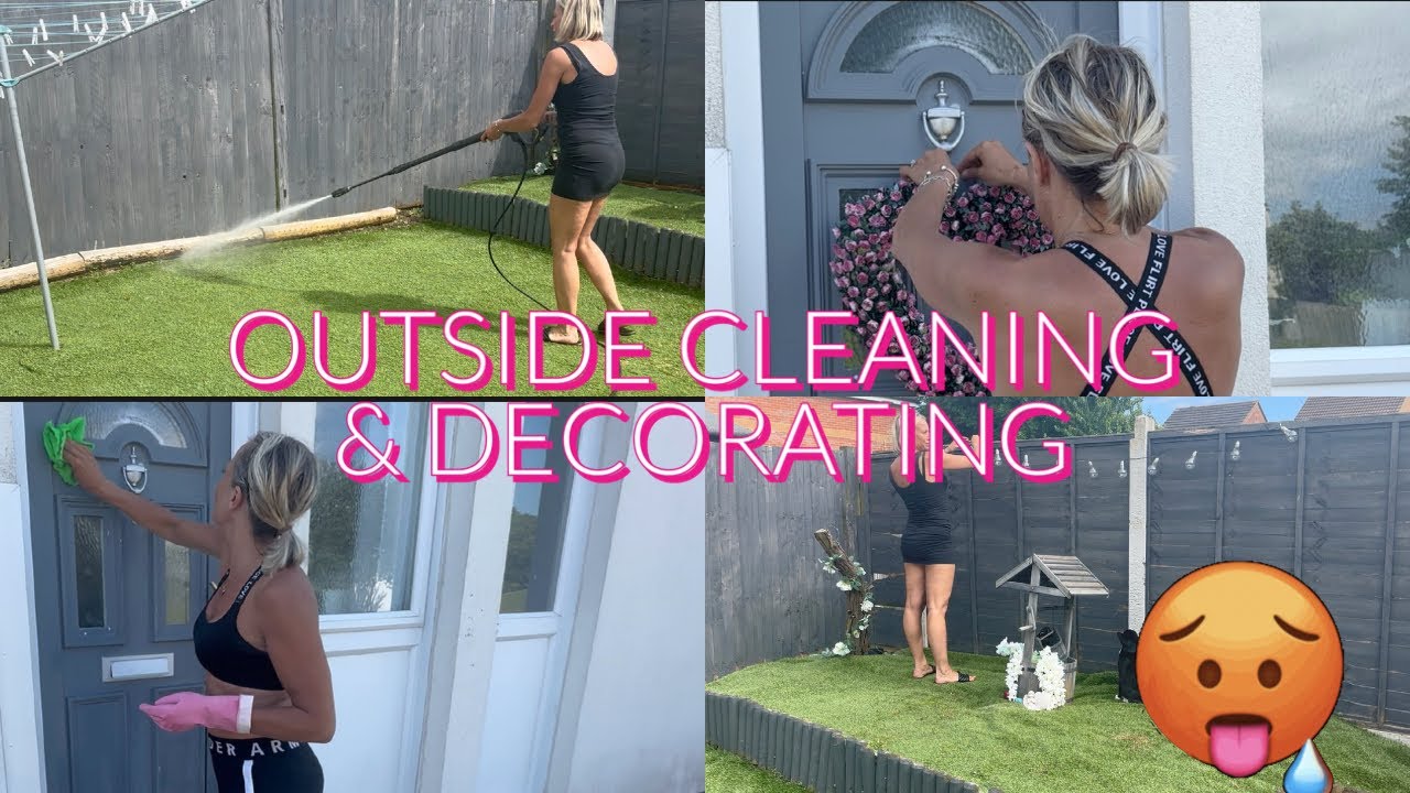 CLEAN AND DECORATE MY GARDEN AND FRONT | massive motivation | uk 2024 sahm | it’s so hot