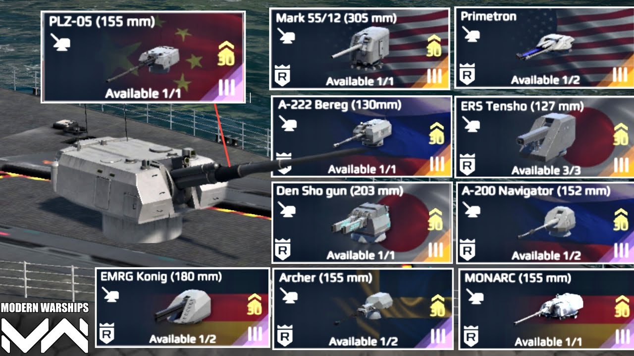 PLZ-05 Vs Top 9 Cannon Damage Test Modern Warship 