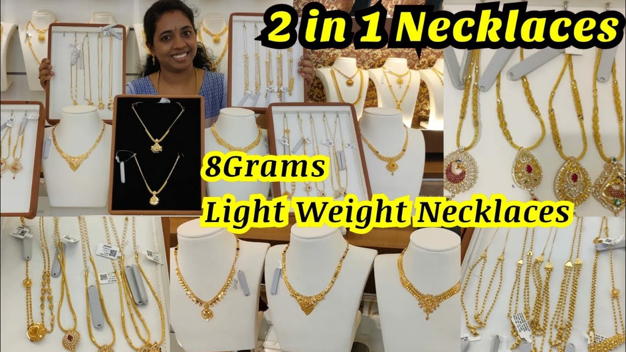 Light Weight Necklace Collections with Lowest Wastage || Mahalaxmi Gold Necklace Designs