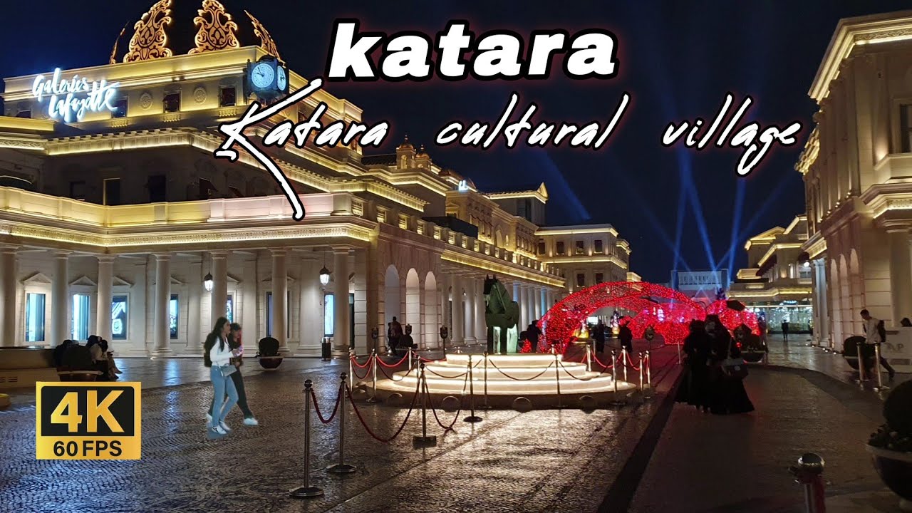 katara cultural village doha | walking night katara Beach Qatar 2024 4k UltraHD