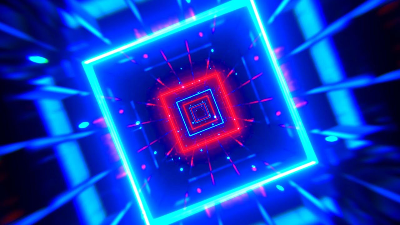 🔷 4K Заставка Футуристический Спиральный Тоннель VJ с Синими и Красными Неоновыми Огнями (Без Звука)