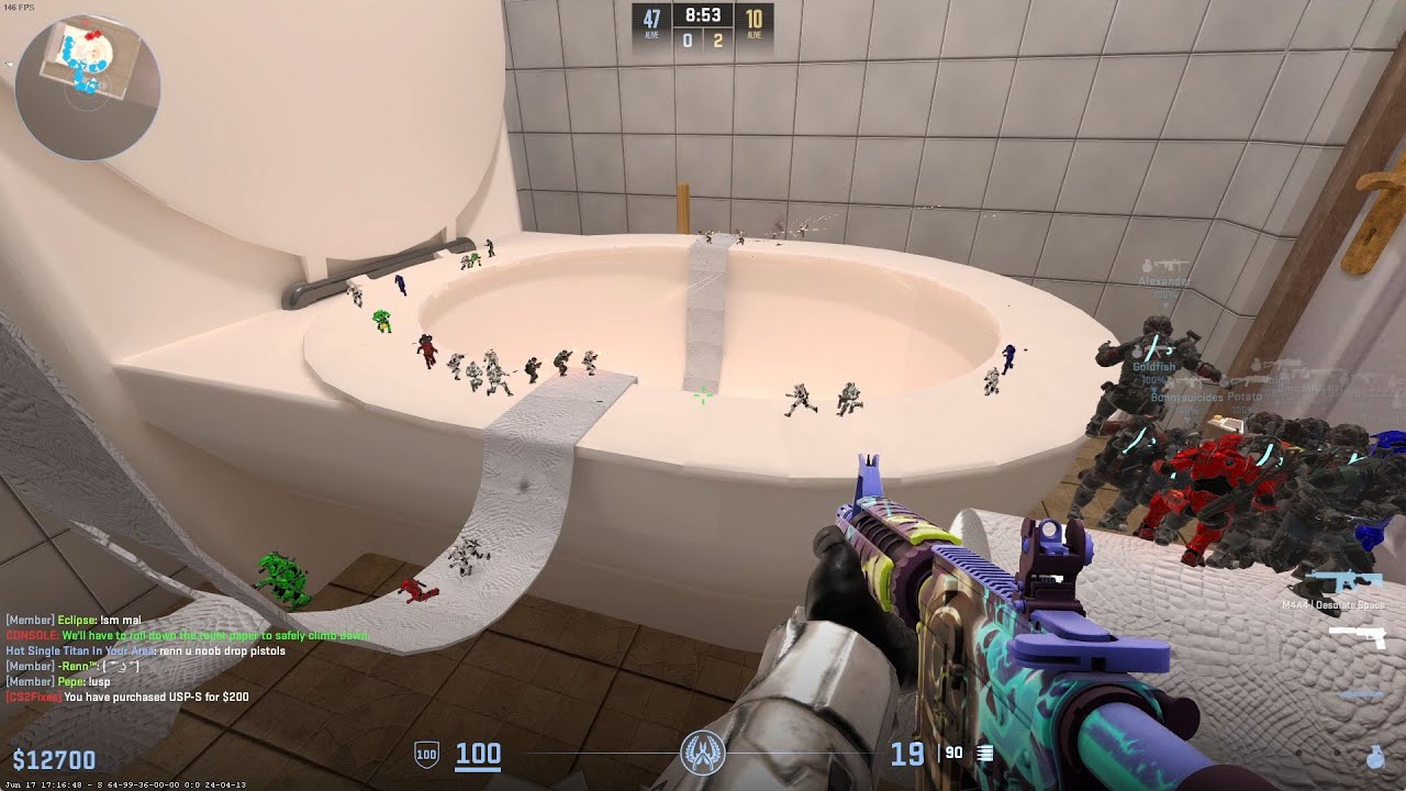 CS2 Zombie Escape ze_bathroom (все уровни) на сервере GFL