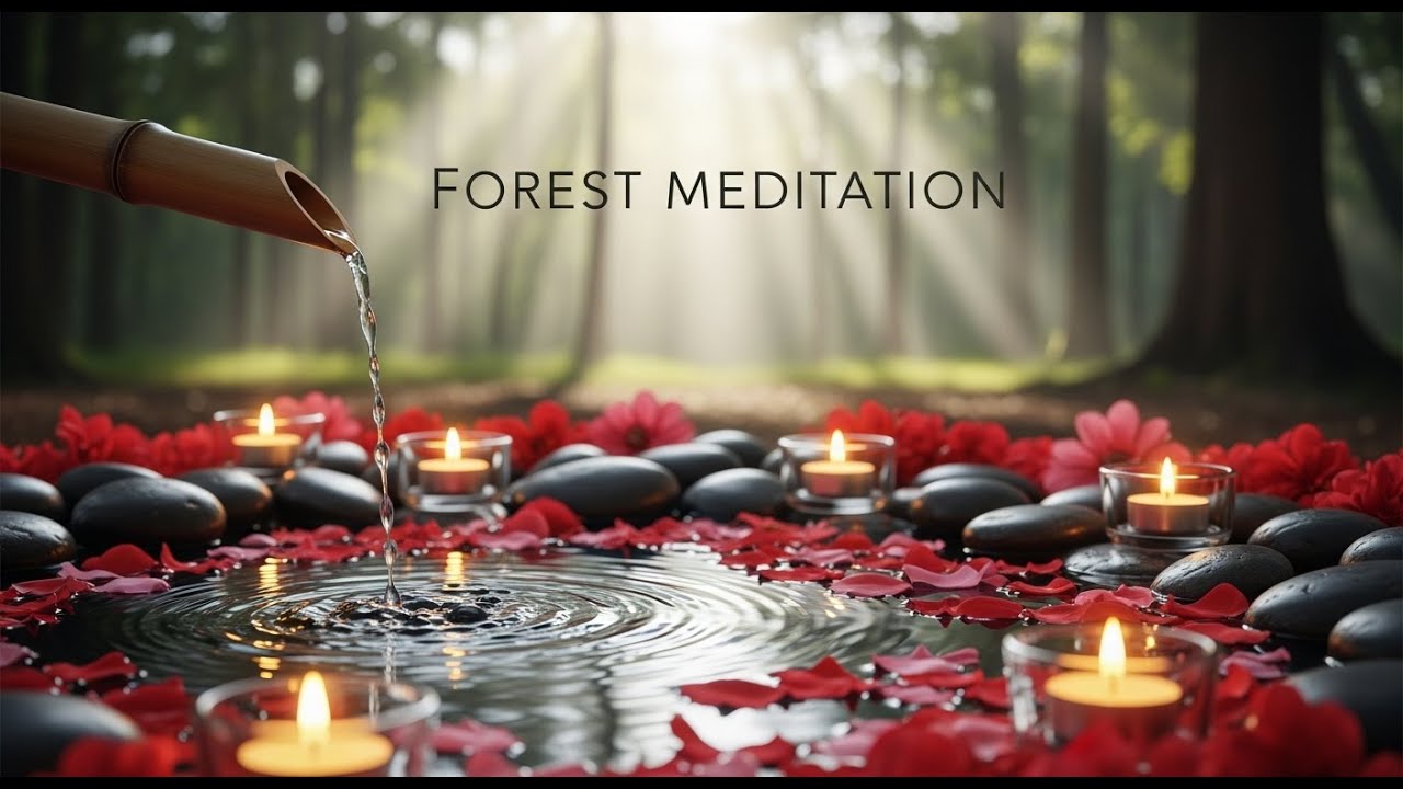 Soothing Zen Flow Ambience Bamboo Fountain and Candle Glow for Relaxation Meditation Sleep Serenity