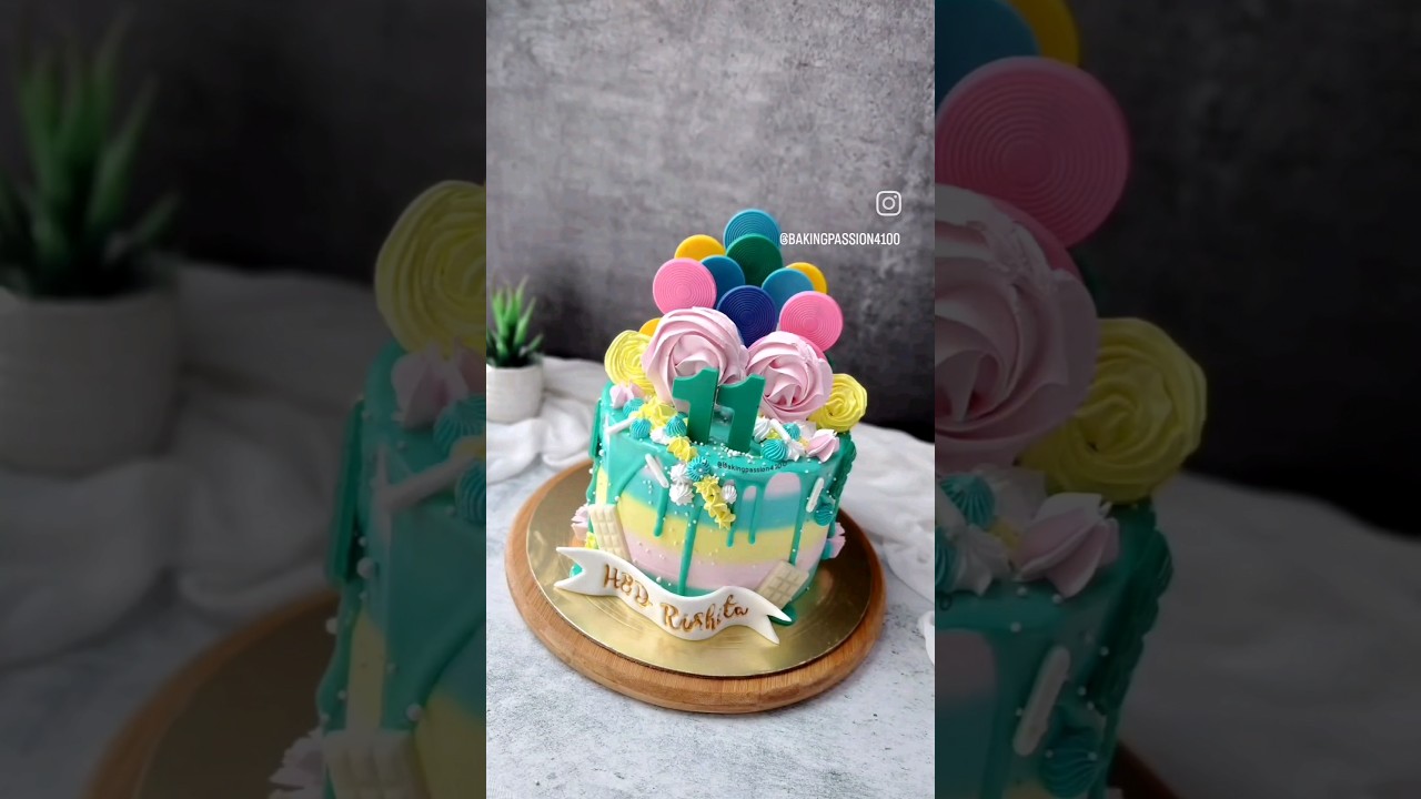 Colorful candy cake #baking #cake #shots #youtubeshorts #cakemaking #cakedecorating #birthdaycake