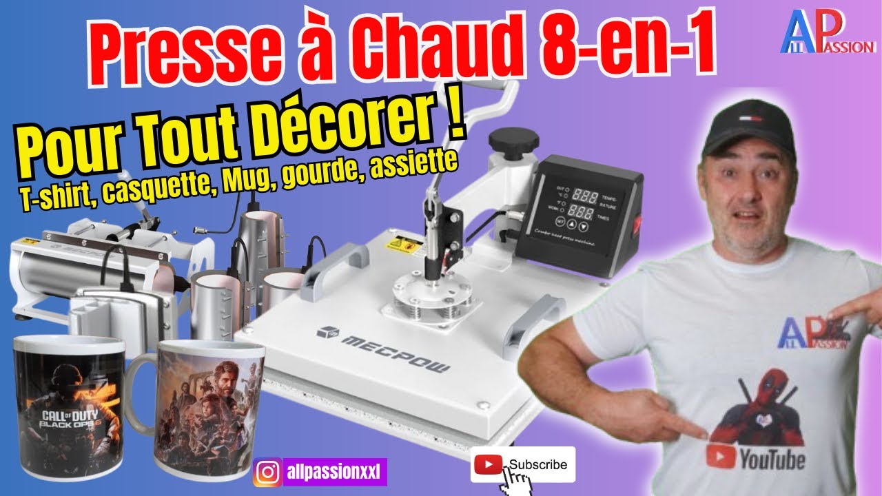 Presse à Chaud MECPOW pour faire de la SUBLIMATION et du TRANSFERT : FACILE !