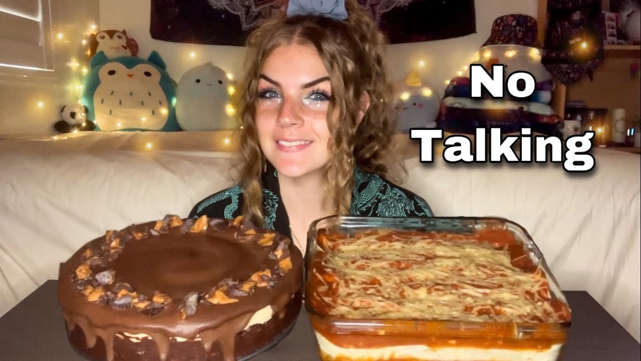 PEANUT BUTTER CHEESECAKE and CHEESY ENCHILADAS MUKBANG! (Vegan) (No Talking) (Edited)