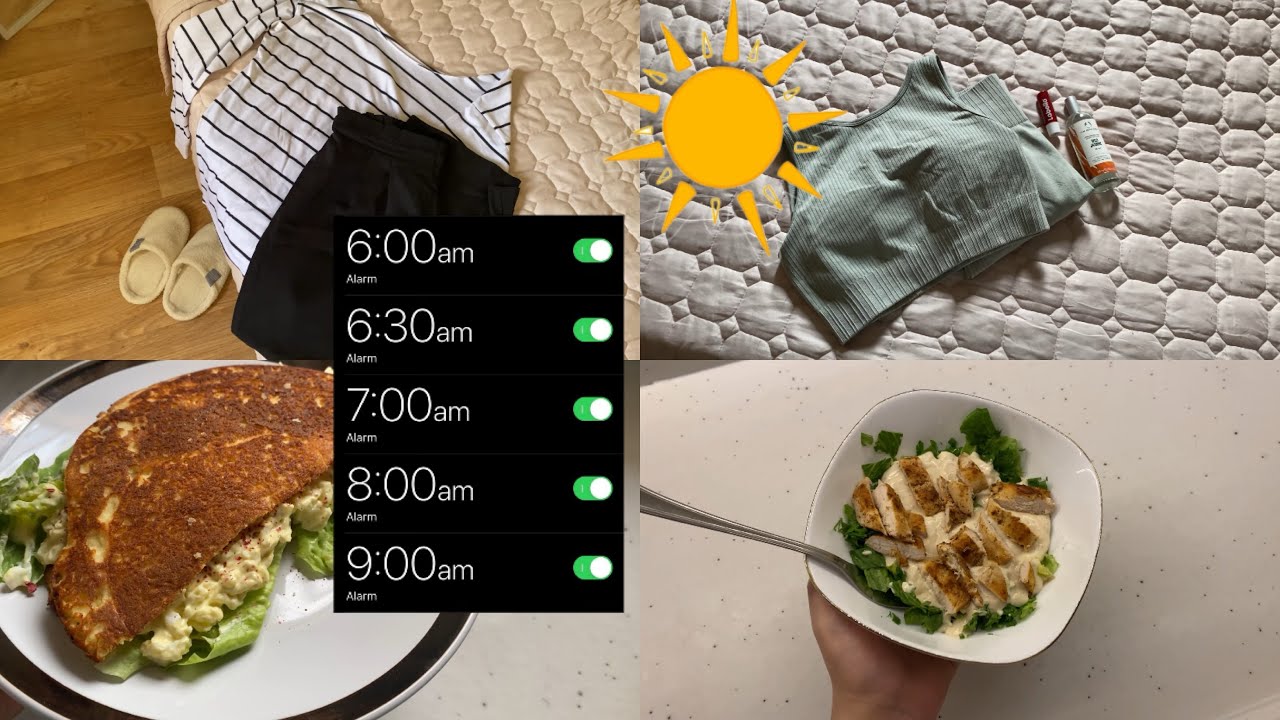 روتيني الصباحي في المنزل ☀️،العودة للحياة الصحية ، كارب سايكل +لوكارب 🥗🧘‍♀️🥒
