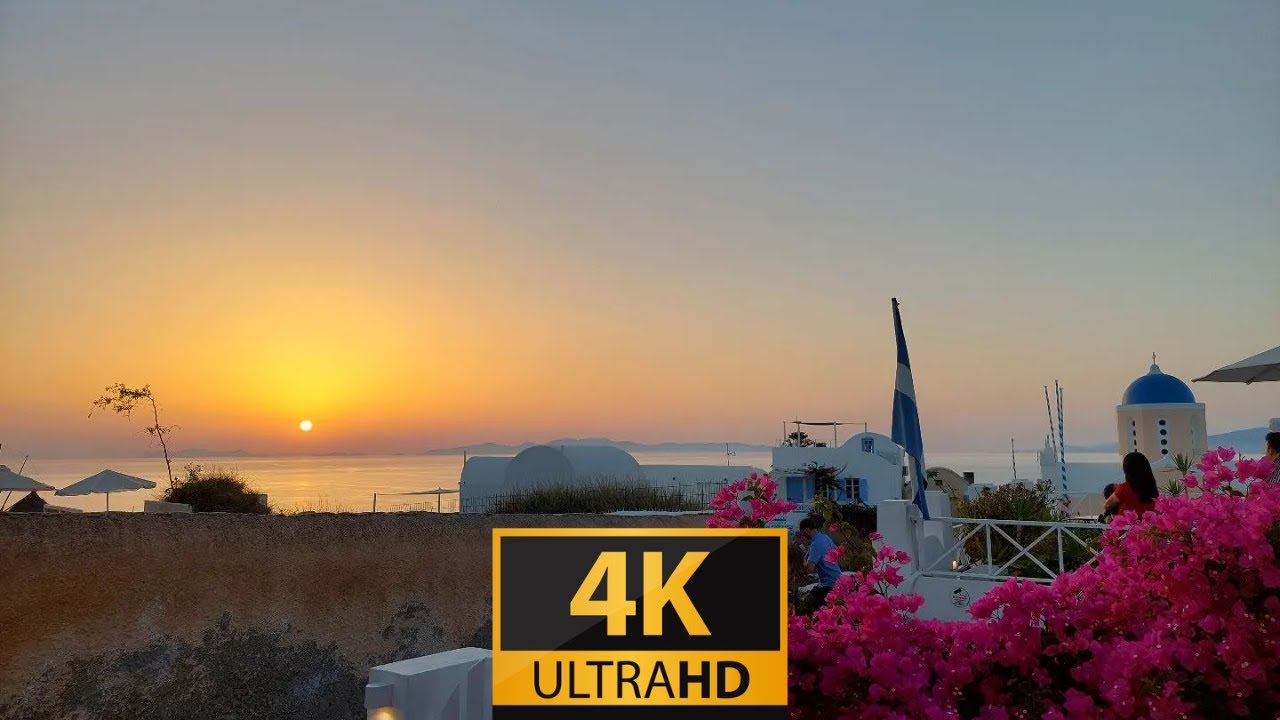 Santorini Sunset Walk in Oia 4K