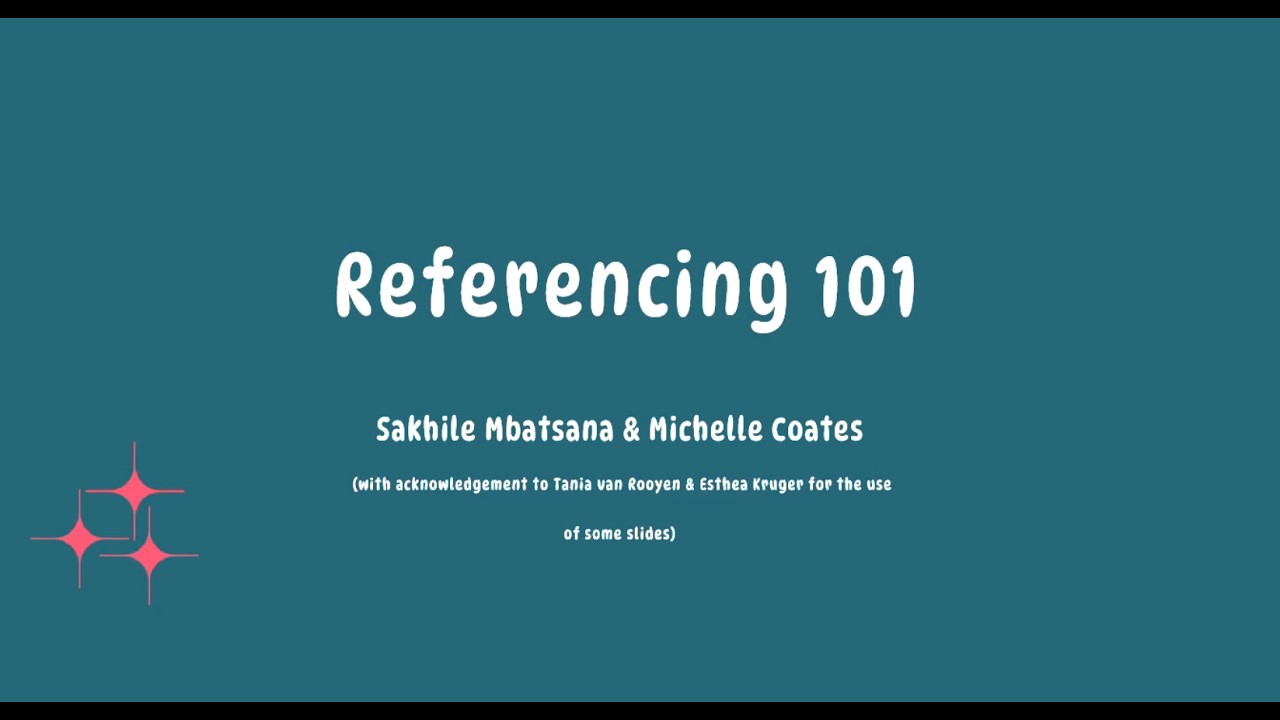 Recording of Live Session - Referencing 101