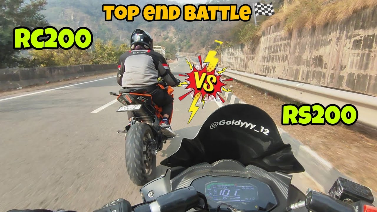 New Rs200 Vs New Rc200/Top end Battle//#bikes#bajaj#ktm#dragrace#motovolgger 