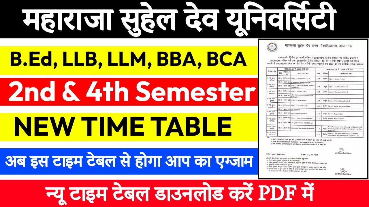 Msdsu B.Ed, LLB, BBA, BCA, LLM New Time Table | B.Ed New Time Table | LLB New Time Table | BBA, BCA