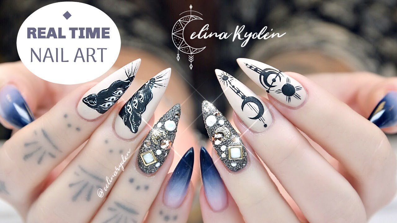 REAL TIME NAIL ART | STILETTO GEL NAILS | TUTORIAL