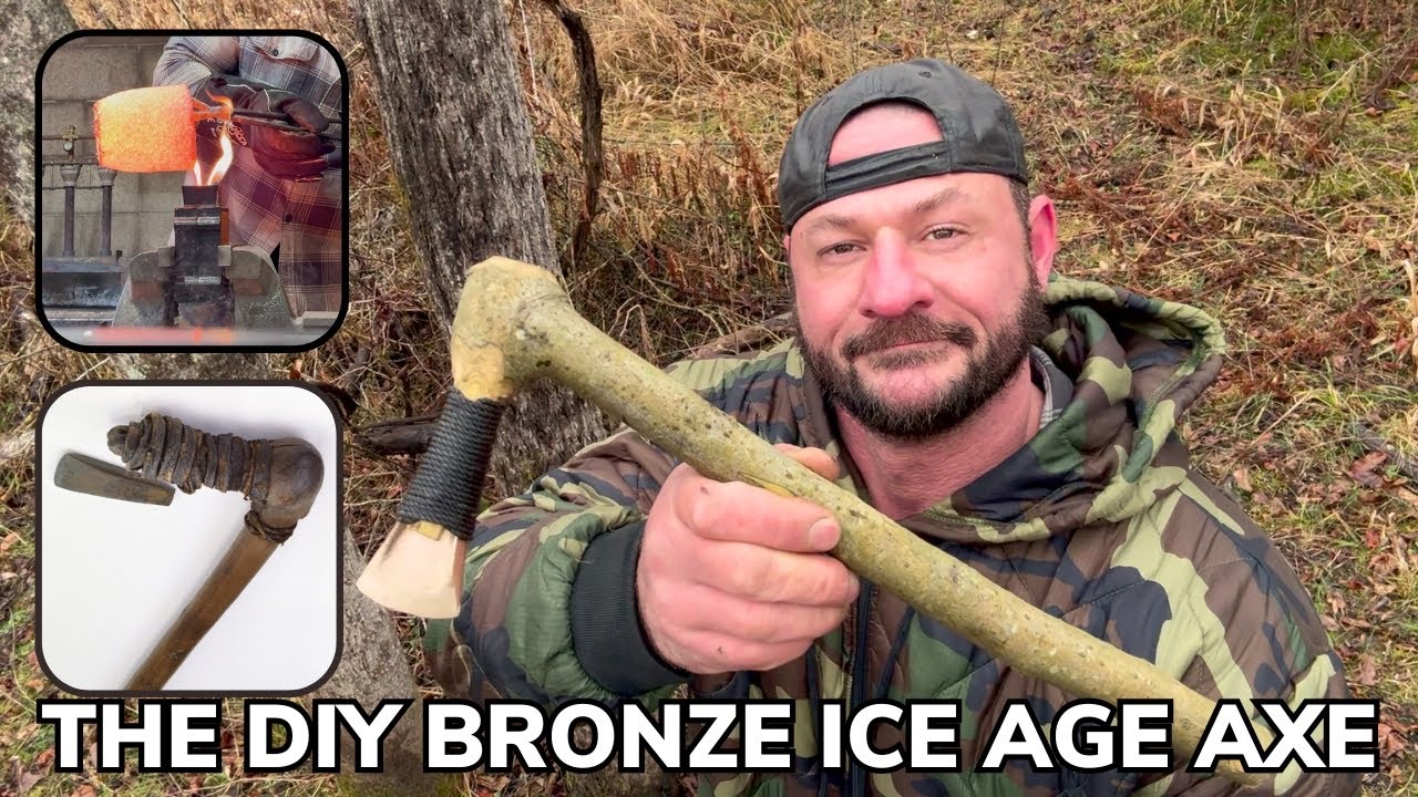 Solo Overnight Crafting an Ice Age Bronze Axe from Clay