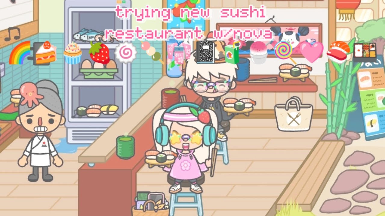 trying sushi restaurant w/ nova🌈🍰🍱