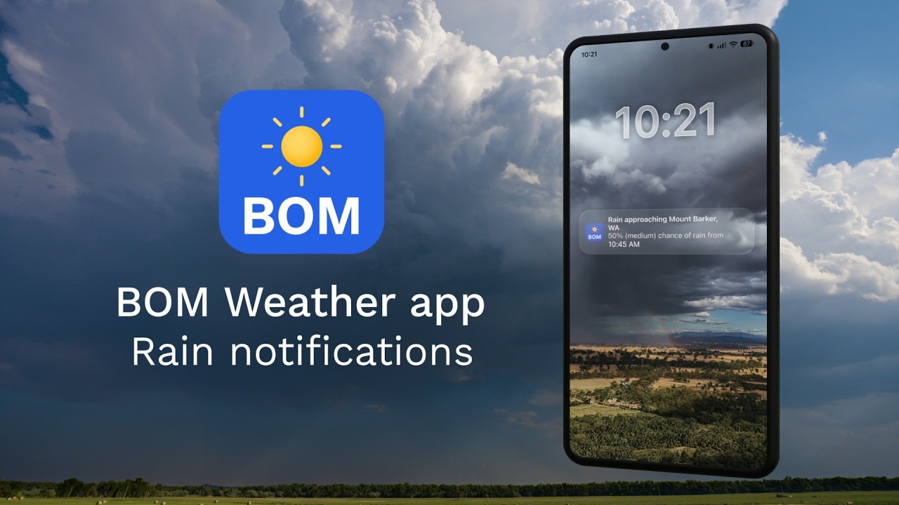 Уведомления о дожде для 3 локаций в приложении BOM Weather