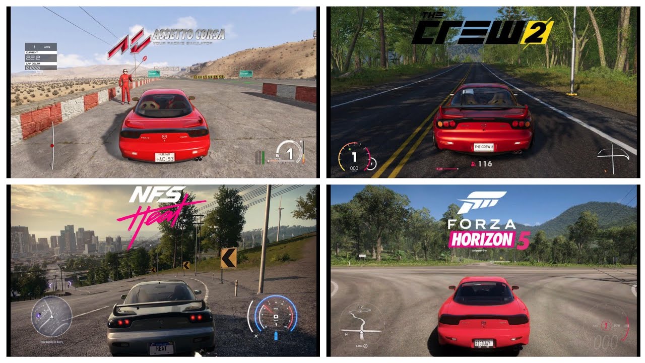 Mazda RX-7 in 15 Games | Rotary Engine Sound Comparison