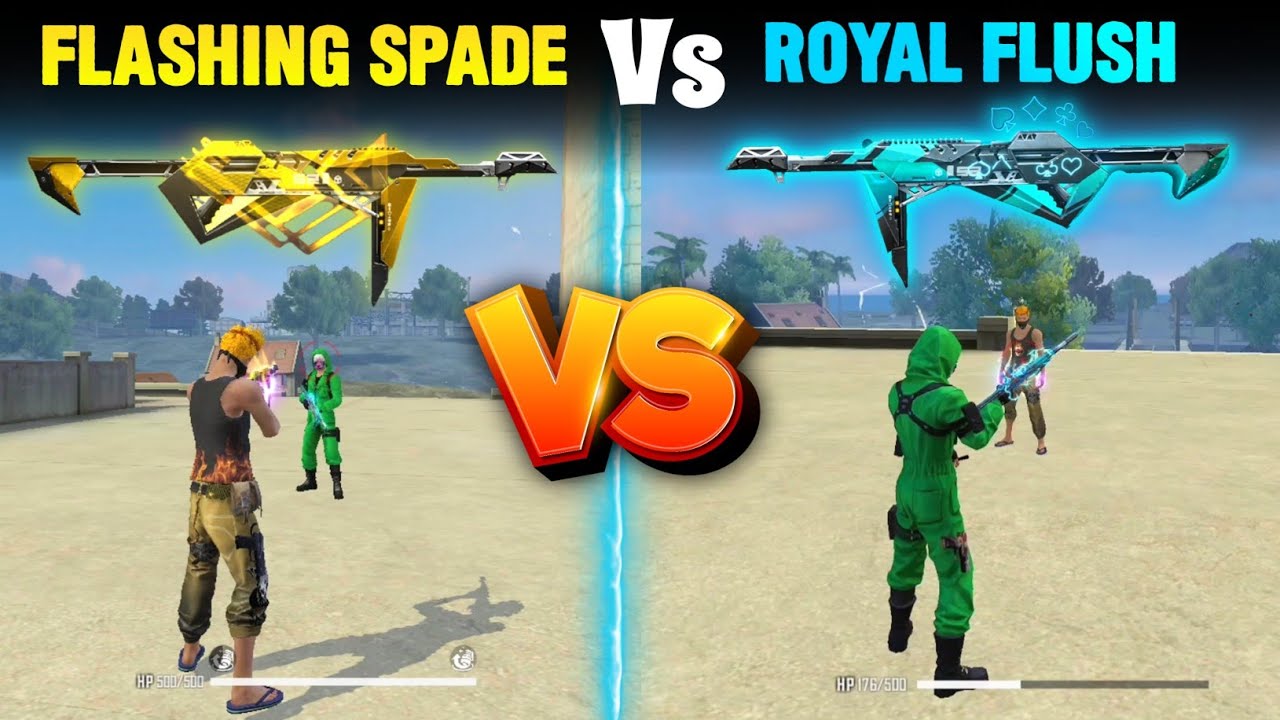 POKER MP40 DAMAGE ABILITY TEST FREE FIRE | FLASHING SPADE VS ROYAL FLUSH - GARENA FREE FIRE