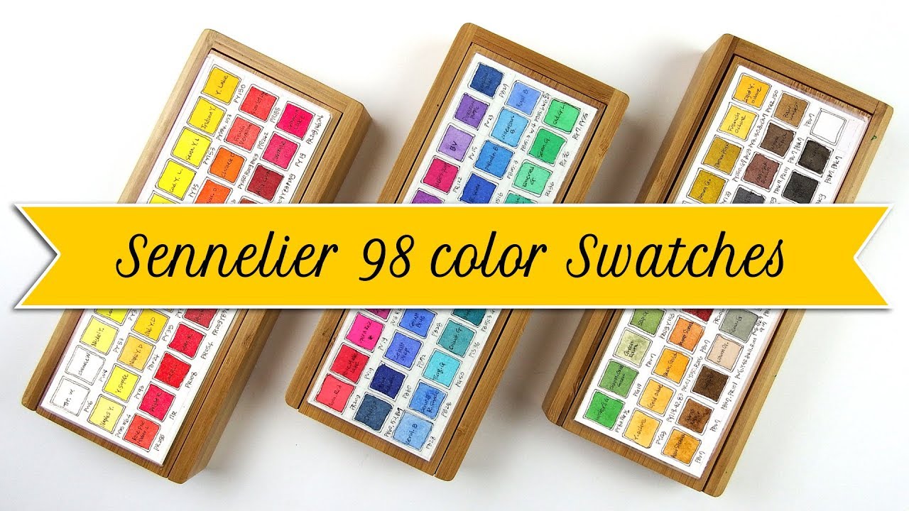 Sennelier 98 color swatches for the palette